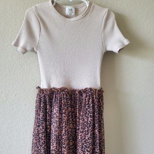 ZARA Girls Dress Ivory and Animal Print Size 9
